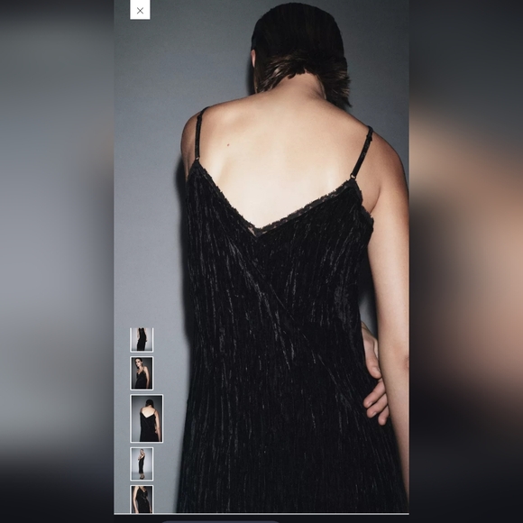 Zara Black Velvet Midi Dress - Picture 3 of 10